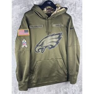 Nike Philadelphia Eagles Salute to Service Hoodie Mens Small Therma-Fit Patches